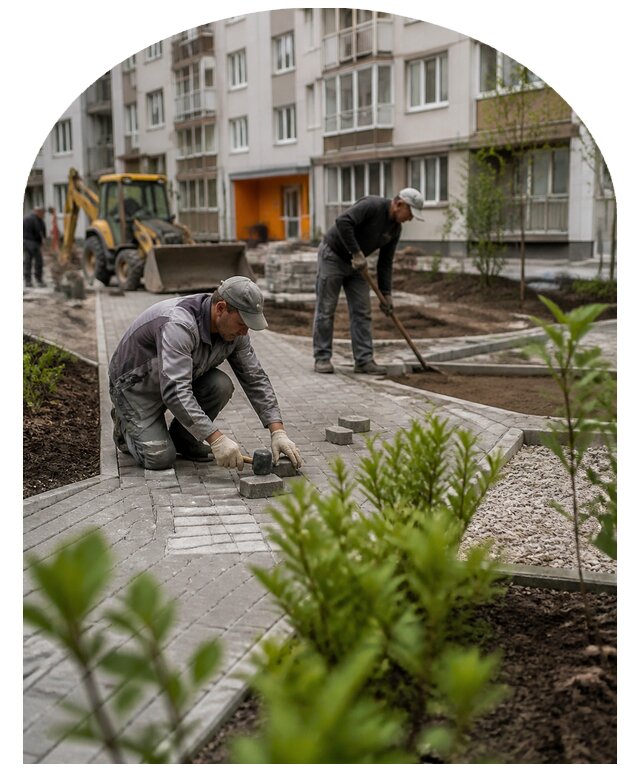 Благоустройство двора многоквартирного дома в Нижнекамске